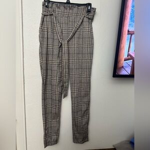 Shosho Plaid Paper Bag Pants